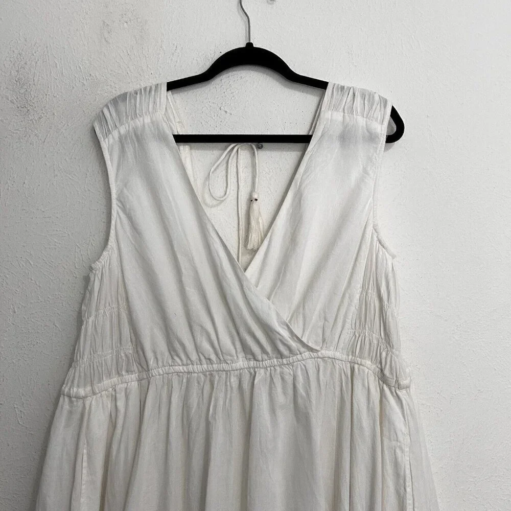 Free People Lulu‎ Bone White Midi Dress Endless Summer Open Back Sleeveless Sz M